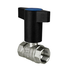 Кран шаровой 1/2" ВР/ВР Т-образн. синяя руч. латунный НИКЕЛЬ VALFEX 11Б27фт1М