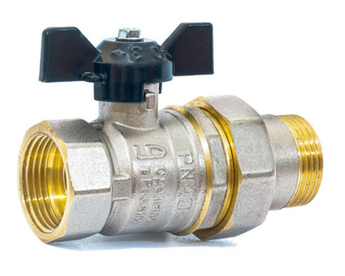 Кран шаровый 3/4" нар.-вн. бабочка (со сгоном) PN40, LD