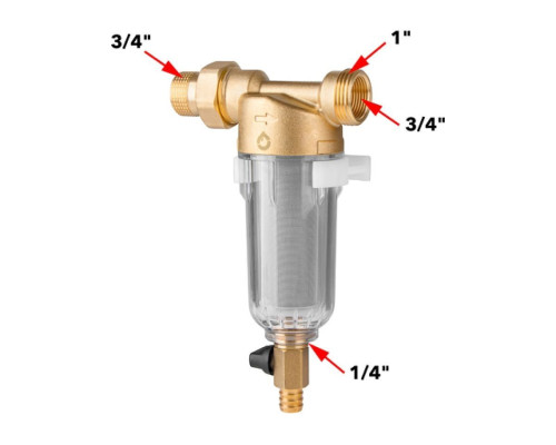 Фильтр промывной латунный 3/4" 100 микрон AV Engineering