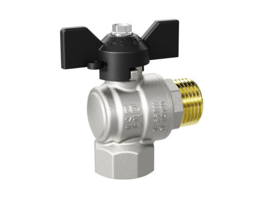 Кран шаровый угловой 1" нар.-вн. бабочка, LD