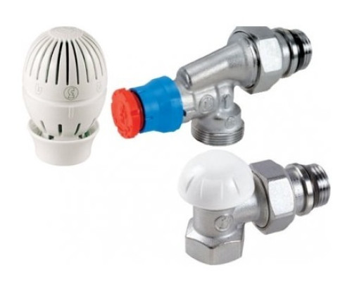 Термоcтатический комплект радиаторных кранов 1/2" Giacomini R470FX023, осевой