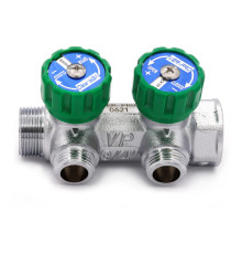 Коллектор латунный с регулирующими вентилями 1"x3/4" (EK) 2 вых ViEiR VR526-2