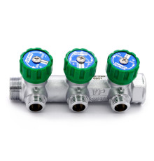 Коллектор латунный с регулирующими вентилями 1"x3/4" (EK) 3 вых ViEiR VR526-3
