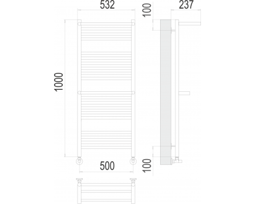Полотенцесушитель Terminus «Аврора с 2-мя/п» П20 500х1000