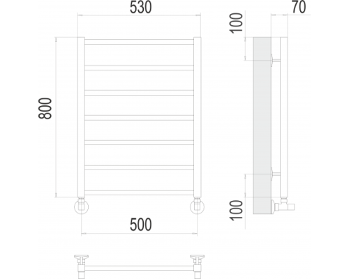 Полотенцесушитель Terminus «Контур» П7 500х800