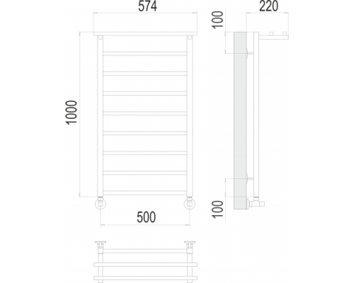 Полотенцесушитель Terminus «Контур с/п» П9 500х1000