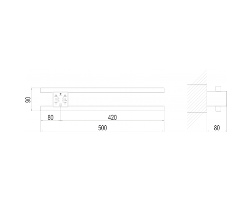 Полотенцесушитель Terminus Полка Электро П2 ПРОФ 500х90