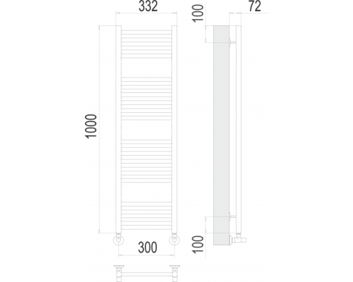 Полотенцесушитель Terminus «Аврора» П20 300х1000