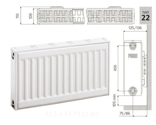 Стальной радиатор PRADO Classic 22х300х1700